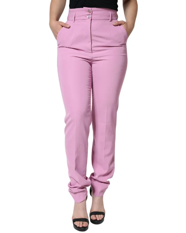 Dolce & Gabbana  High Waist Trousers - Pink Trousers High Rise Slim Fit