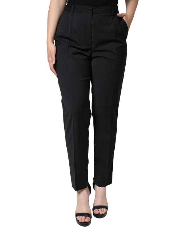 Dolce & Gabbana  Classic Straight Leg Trousers in Black Trousers Low Rise Relaxed