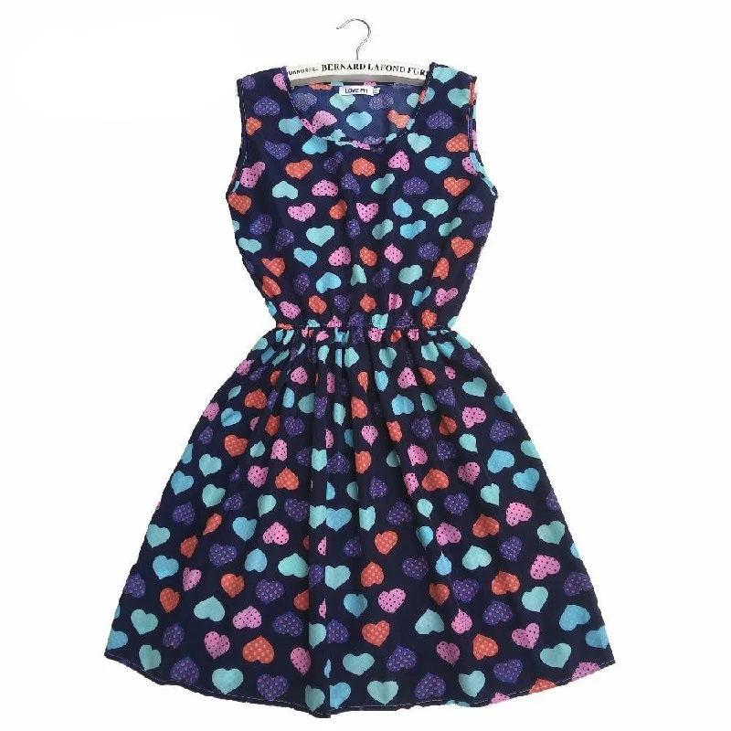 Women casual Bohemian floral leopard sleeveless vest printed beach chiffon dress nz18 Women casual Bohemian floral leopard sleeveless vest printed beach chiffon dress nz18