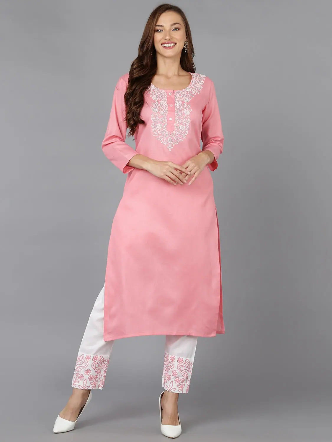 Ahika Women Cotton Blend Embroidered Kurta Trouser-VKSET1382_XS Chinos Cotton Straight Leg Ahika Women Cotton Blend Embroidered Kurta Trouser-VKSET1382_XS Chinos Cotton Straight Leg