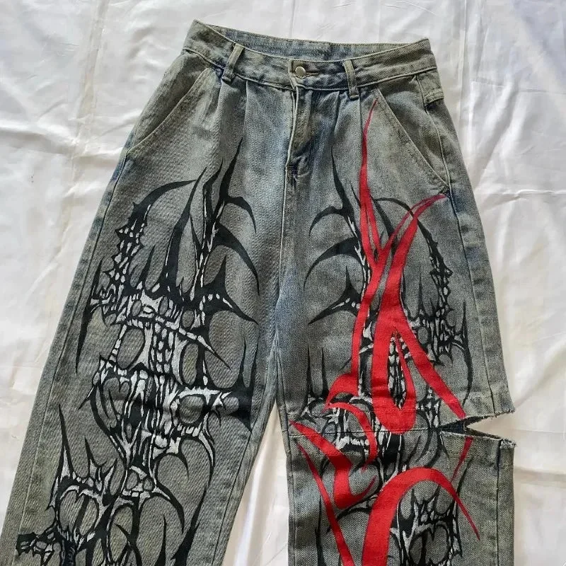 Advbridge 90s Streetwear Streetwear Retro Harajuku Men Women Baggy Jeans Y2K Pants Hip Hop Multi Pocket Blue Slouchy Gothic High Waist Wide Leg Trousers 1017 Trousers Velvet Soft