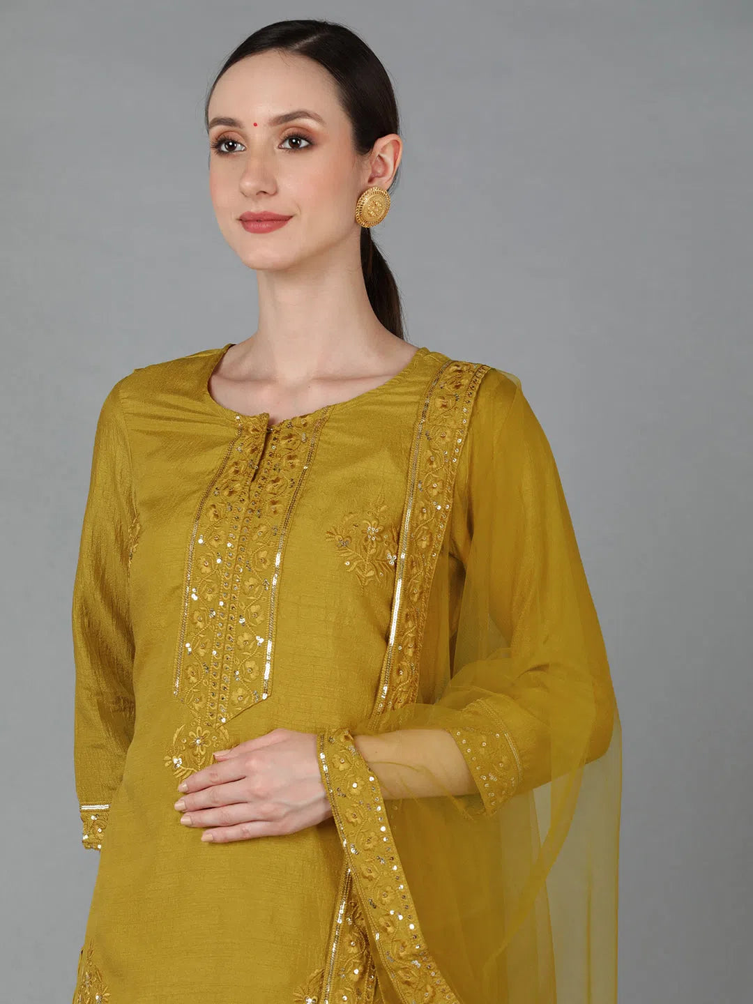 Ahika Women Poly Silk Embroidered Kurta Trousers-PKSKD1271A_XS Trousers Seasonal Trendy