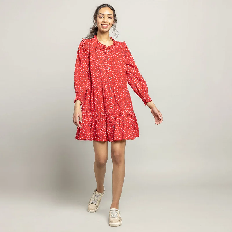 Womens Kalani Dress - Tiny Red Roses