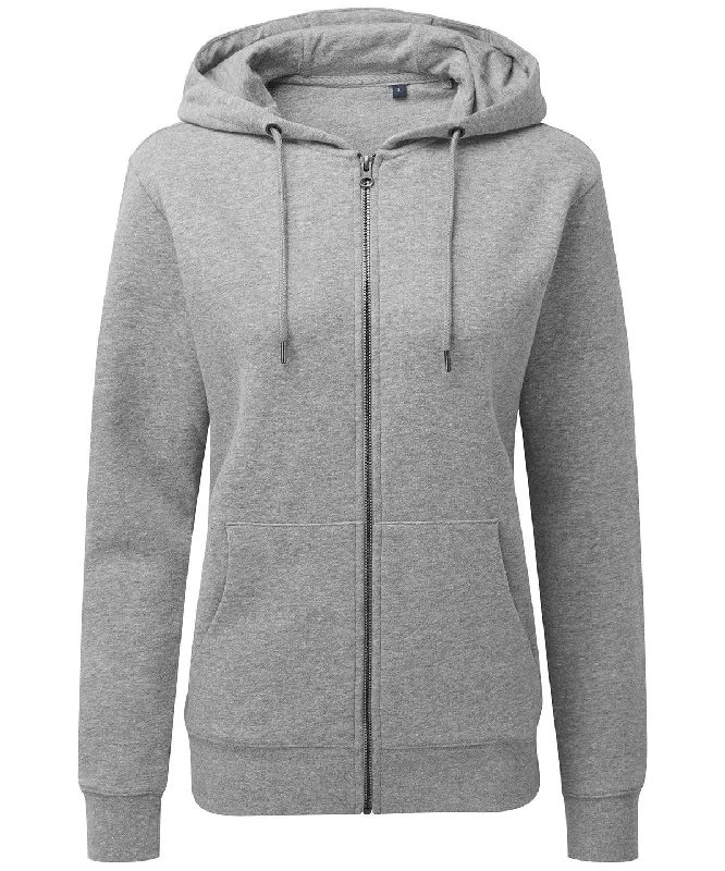 Heather Grey - Women's zip-through organic hoodie Hoodie with Hem Frayed Vintage Worn Heather Grey - Women's zip-through organic hoodie Hoodie with Hem Frayed Vintage Worn