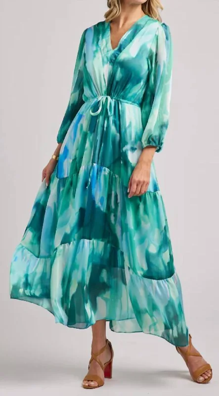 Lea Dress In Multi Blue