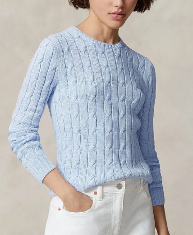 Sky Blue Cable Knit Sweater (Women) Seamless Knitted Crochet