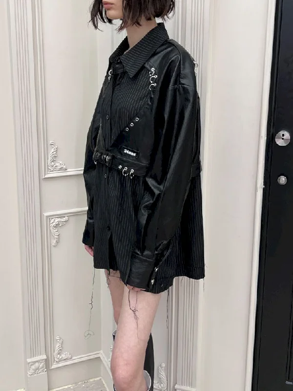False Two Piece Heart Shirt Jacket【s0000006800】 Oversized Jacket Tailored Jacket Straight Jacket False Two Piece Heart Shirt Jacket【s0000006800】 Oversized Jacket Tailored Jacket Straight Jacket