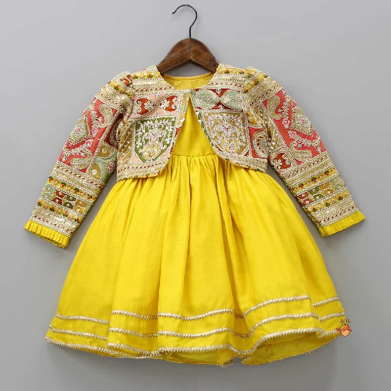 Round Neck Yellow Kurti With Heavy Embroidered Jacket Denim Jacket Leather Jacket Suede Jacket Round Neck Yellow Kurti With Heavy Embroidered Jacket Denim Jacket Leather Jacket Suede Jacket