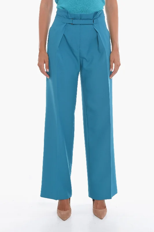 Super Blond Wide-leg Trousers with Velcro Fastening 38 Italian size Trousers Tapered Slim Fit