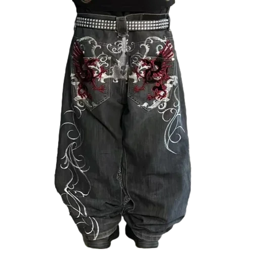 Advbridge 90s Streetwear Woman Jeans Cargo Pants Women Clothing Y2k Baggy Harajuku Retro Hip Hop Embroidery Trousers Streetwear Ladies for Women Trousers Trousers Formal