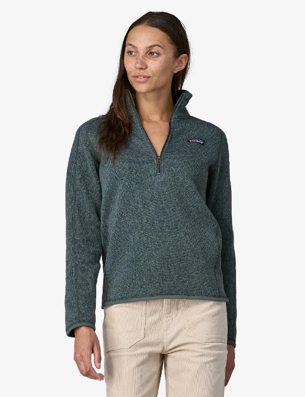 Patagonia Women's 1/4 Zip Better Sweater - Nouveau Green Front Pockets Side Pockets Patch Pockets