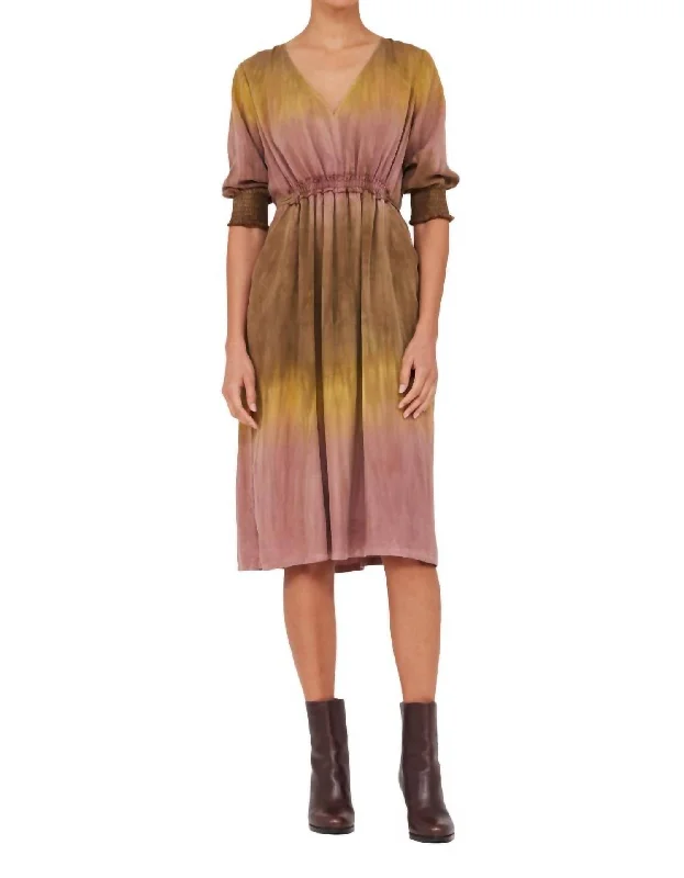 Sueded Tencel Ivy Dress In Honey Multi