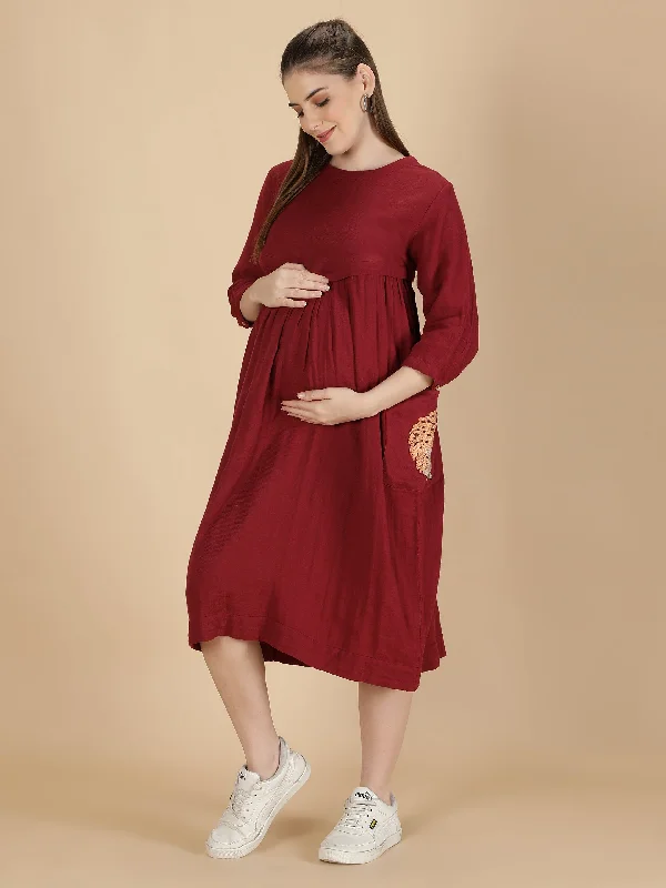 Hopping Hedgehog Mama Dress- Fall Red