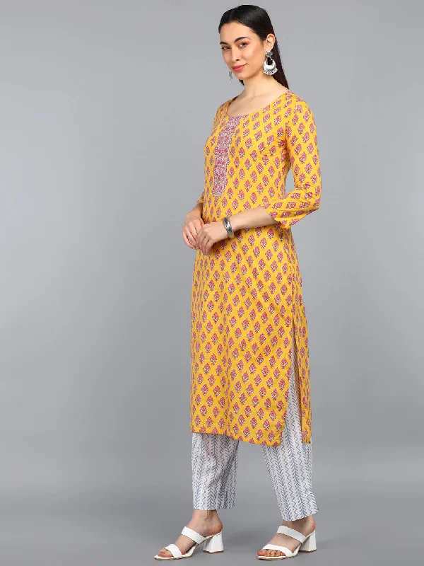 Ahika Polyester Printed Kurta Trousers Set-PKSKD1066_XS Trousers Leather Faux