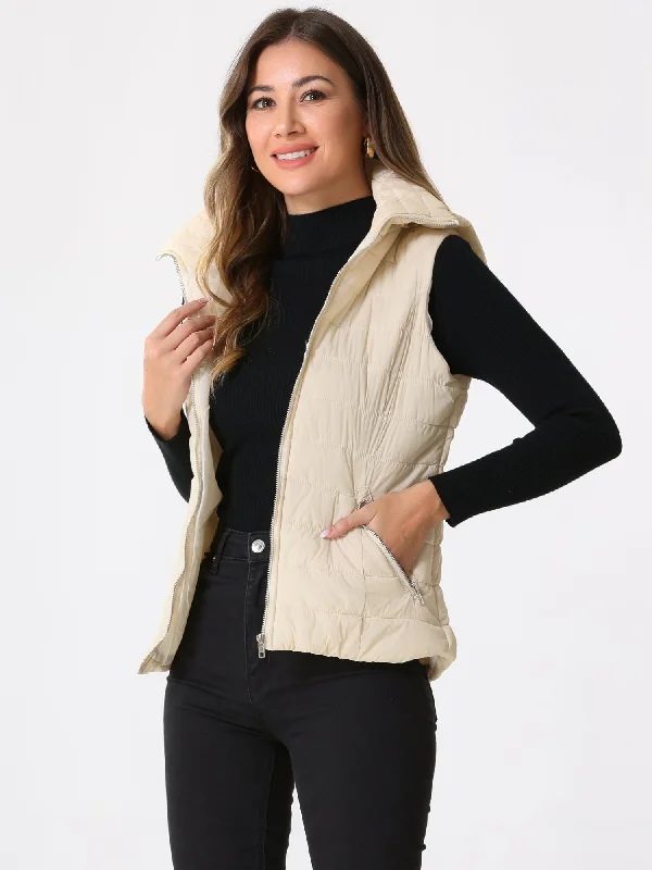Sleeveless Zipper Winter Hoodie Quilted Jacket Vest Hoodie with Applique Textured Unique Sleeveless Zipper Winter Hoodie Quilted Jacket Vest Hoodie with Applique Textured Unique