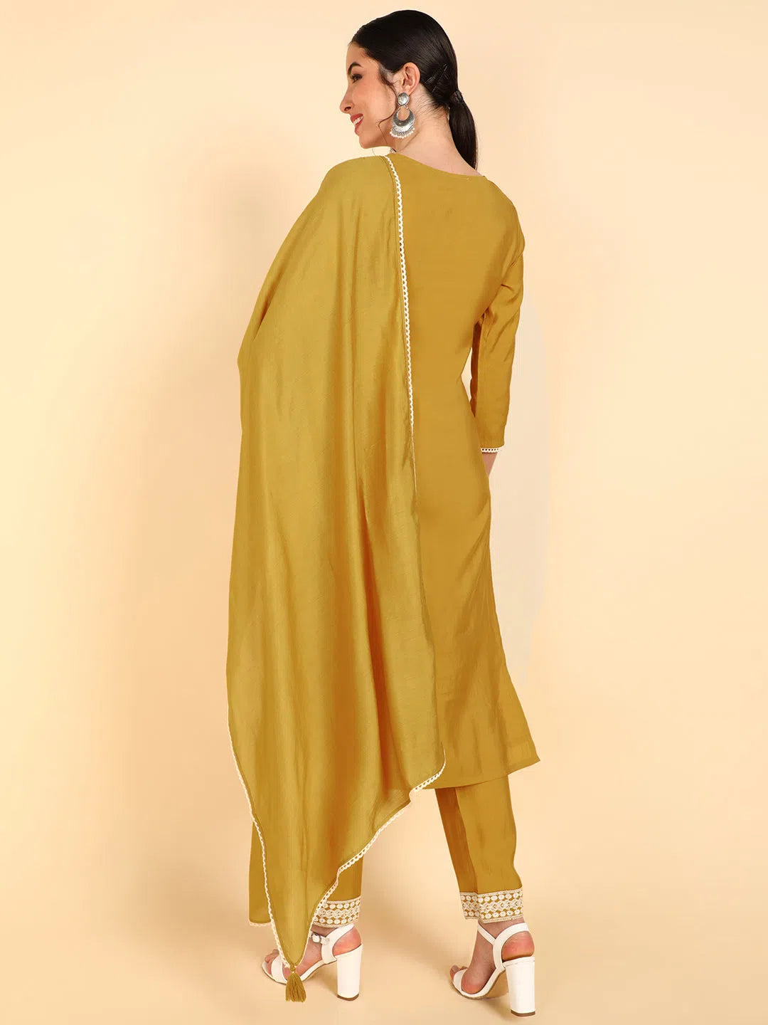 Ahika Poly Silk Embroidered Kurta Trousers With-PKSKD1344A_XS Trousers Fleece Cozy