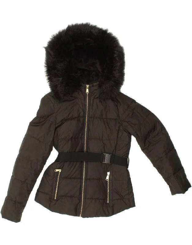 ZARA Womens Hooded Padded Jacket UK 10 Small Black Acrylic Satin Jacket Silk Jacket Chiffon Jacket ZARA Womens Hooded Padded Jacket UK 10 Small Black Acrylic Satin Jacket Silk Jacket Chiffon Jacket