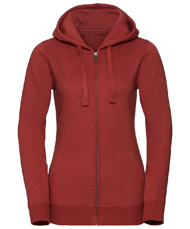 Brick Red Melange - Women's authentic melange zipped hood sweatshirt Hoodie with Exposed Zipper Edgy Industrial Brick Red Melange - Women's authentic melange zipped hood sweatshirt Hoodie with Exposed Zipper Edgy Industrial