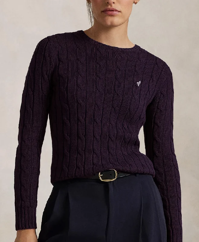 Dk Purple Cable Knit Sweater (Women) Spandex Rayon Corduroy