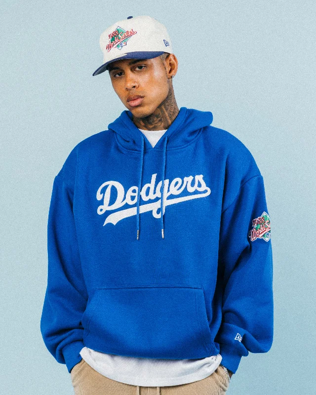 New Era Los Angeles Dodgers 'Tropical Punch Script Pack' Oversized Hoodie Bright Royal Hoodie with V-Neck Classic Versatile New Era Los Angeles Dodgers 'Tropical Punch Script Pack' Oversized Hoodie Bright Royal Hoodie with V-Neck Classic Versatile