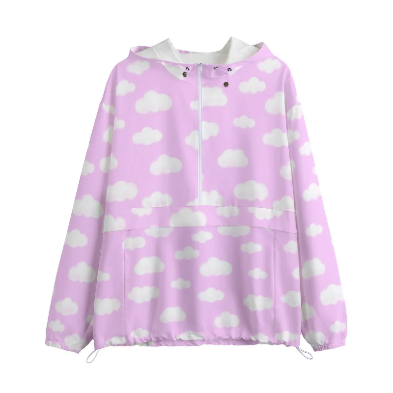 Dreamy Clouds Unisex Half-Zip Anorak Jacket (Taffy Pink) Wool Jacket Cashmere Jacket Tweed Jacket Dreamy Clouds Unisex Half-Zip Anorak Jacket (Taffy Pink) Wool Jacket Cashmere Jacket Tweed Jacket