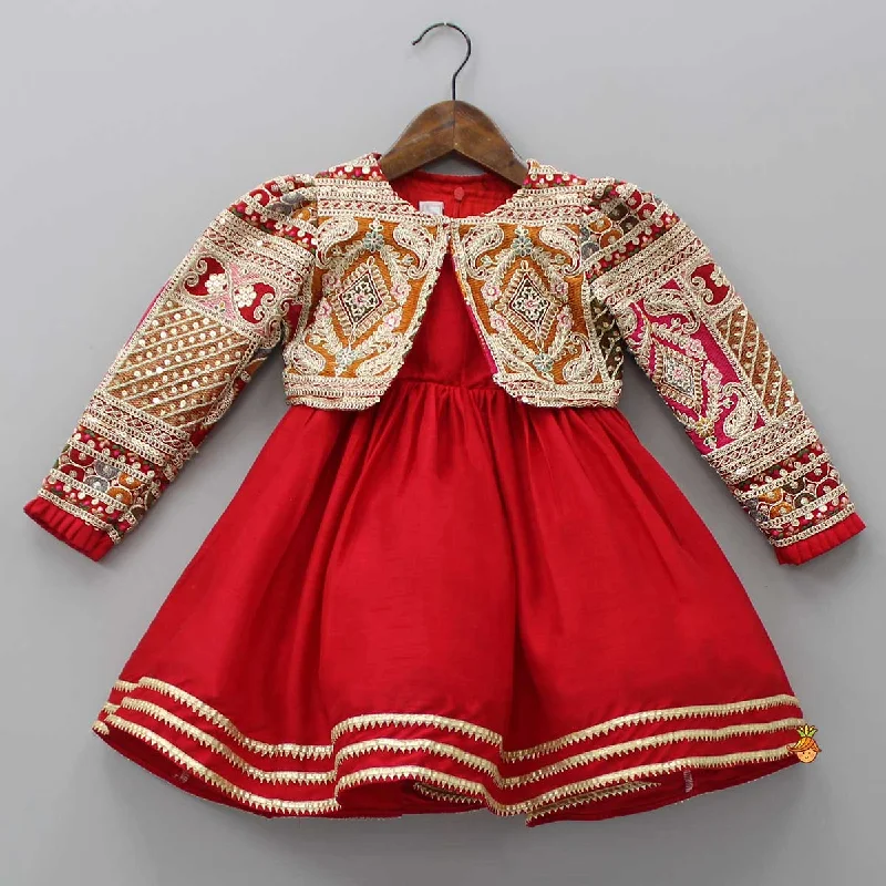 Round Neck Red Kurti With Heavy Embroidered Jacket Denim Jacket Leather Jacket Suede Jacket Round Neck Red Kurti With Heavy Embroidered Jacket Denim Jacket Leather Jacket Suede Jacket