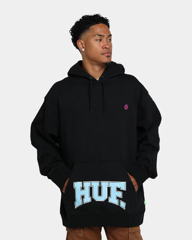 HUF Draft Pick Pullover Hoodie Black Hoodie with Puffed Sleeves Voluminous Trendy