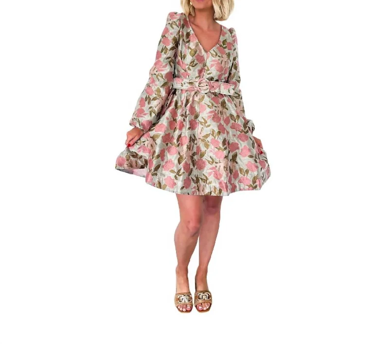 That's Amore Jacquard Dress In Pink Floral