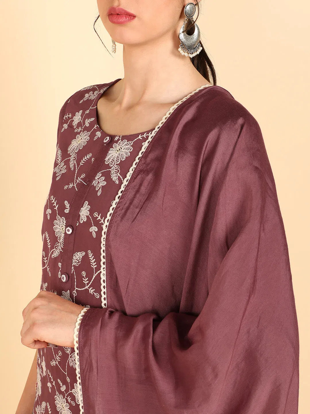 Ahika Poly Silk Embroidered Kurta Trousers With-PKSKD1348A_XS Trousers Business Professional