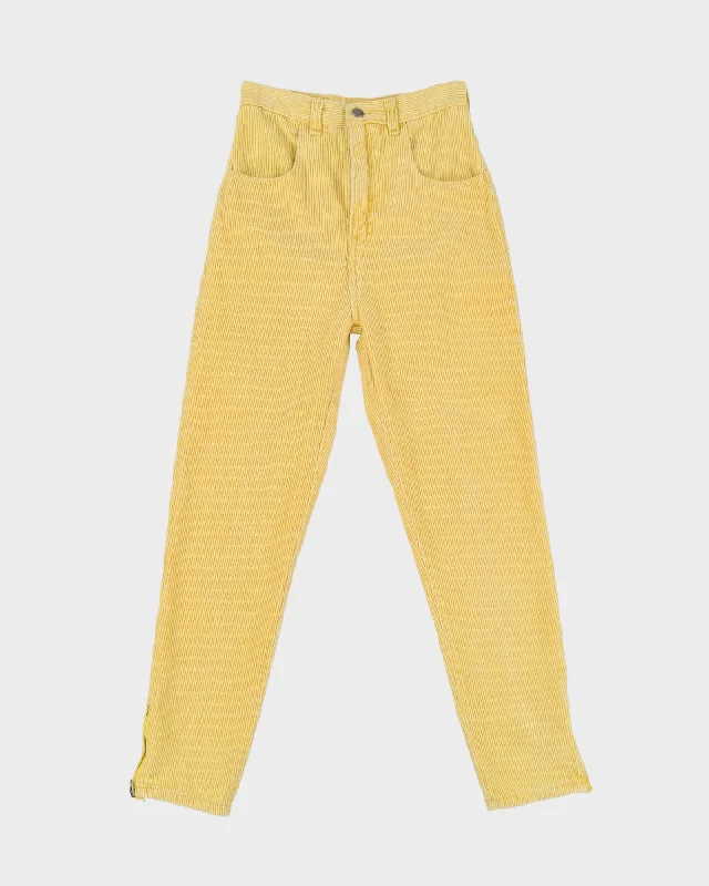 1990s Yellow Cotton Cord High Waisted Trousers - XXS Trousers Handmade Artisanal