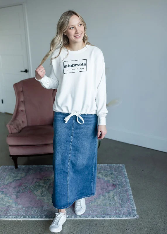 Minnesota Rectangle Drawstring Sweatshirt - FINAL SALE Hoodie with Drawstring Waist Adjustable Fitted Minnesota Rectangle Drawstring Sweatshirt - FINAL SALE Hoodie with Drawstring Waist Adjustable Fitted