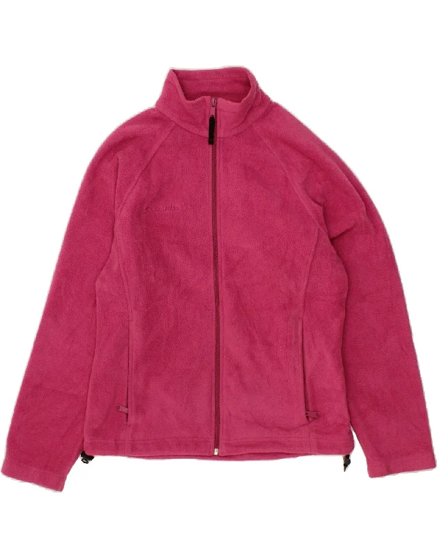 COLUMBIA Womens Fleece Jacket UK 14 Medium Pink Polyester Welt Pockets Slit Pockets Flap Pockets COLUMBIA Womens Fleece Jacket UK 14 Medium Pink Polyester Welt Pockets Slit Pockets Flap Pockets