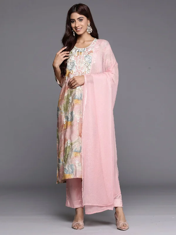 Women Multi Embroidered Straight Kurta Trousers With Dupatta Set - Taantav Trousers Modern Contemporary