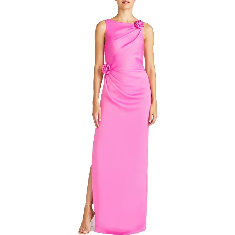 Womens Pleated Full Length Evening Dress