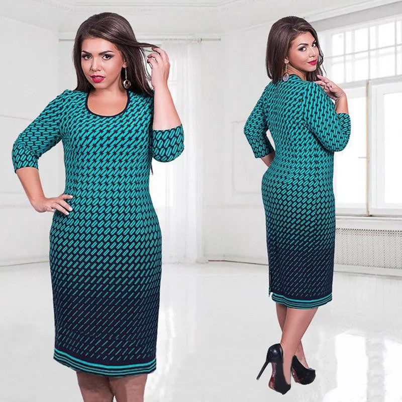 Women Office Work Blue Floral Print 5xl 6xl Dress Regular Sheath Autumn Winter Dresses Plus Size Casual Clothing Women Office Work Blue Floral Print 5xl 6xl Dress Regular Sheath Autumn Winter Dresses Plus Size Casual Clothing