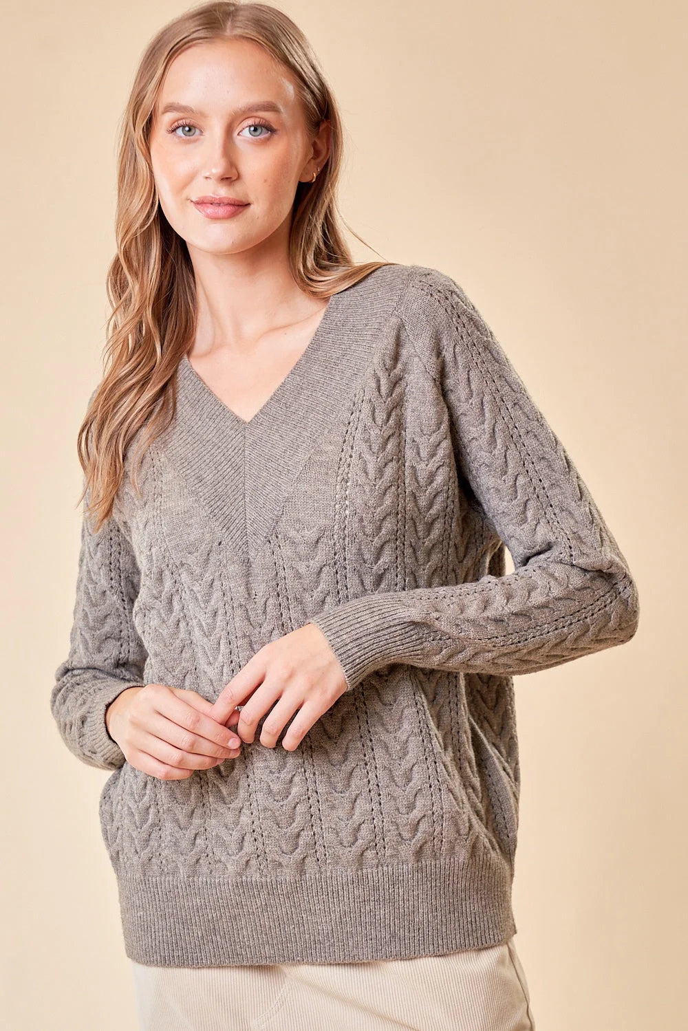 V-NECK SWEATER TOP Fitted Loose Oversized