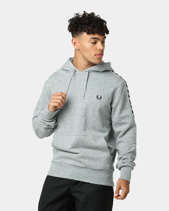 Fred Perry Panelled Taped Hooded Sweatshirt Steel Marl Hoodie with Turtle Neck Cozy Winter
