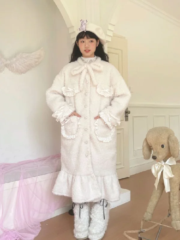 Long Warm Bow Coat Jacket【s0000010884】 Appliqued Jacket Beaded Jacket Sequined Jacket Long Warm Bow Coat Jacket【s0000010884】 Appliqued Jacket Beaded Jacket Sequined Jacket