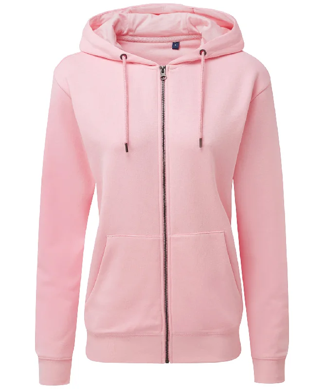 Soft Pink - Women's zip-through organic hoodie Hoodie with Hem Patch Decorative Personalized Soft Pink - Women's zip-through organic hoodie Hoodie with Hem Patch Decorative Personalized