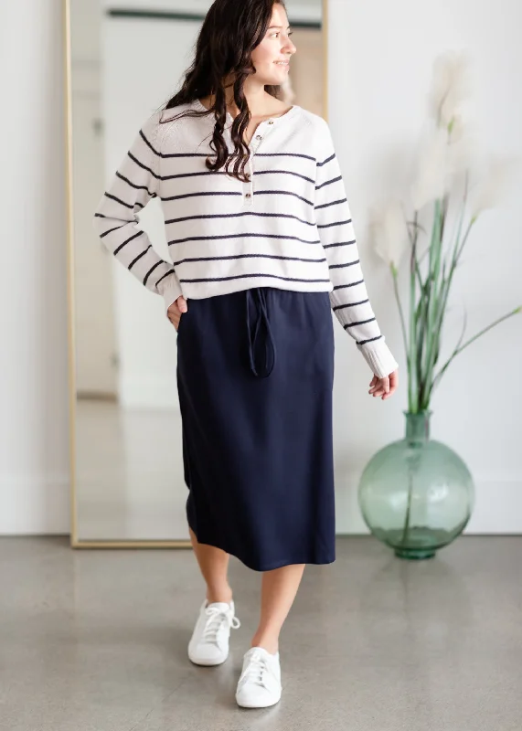 Andi Stripe Henley Sweatshirt - FINAL SALE Hoodie with Toggle Buttons Decorative Unique Andi Stripe Henley Sweatshirt - FINAL SALE Hoodie with Toggle Buttons Decorative Unique