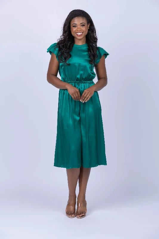 Nation Ltd Ruby Flutter Sleeve Dress in Emerald