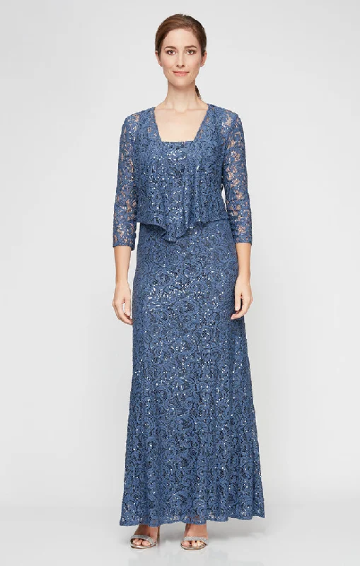 Sequin Lace Long A-Line Dress with 3/4 Sleeve Illusion Jacket Rayon Jacket Velvet Jacket Corduroy Jacket Sequin Lace Long A-Line Dress with 3/4 Sleeve Illusion Jacket Rayon Jacket Velvet Jacket Corduroy Jacket