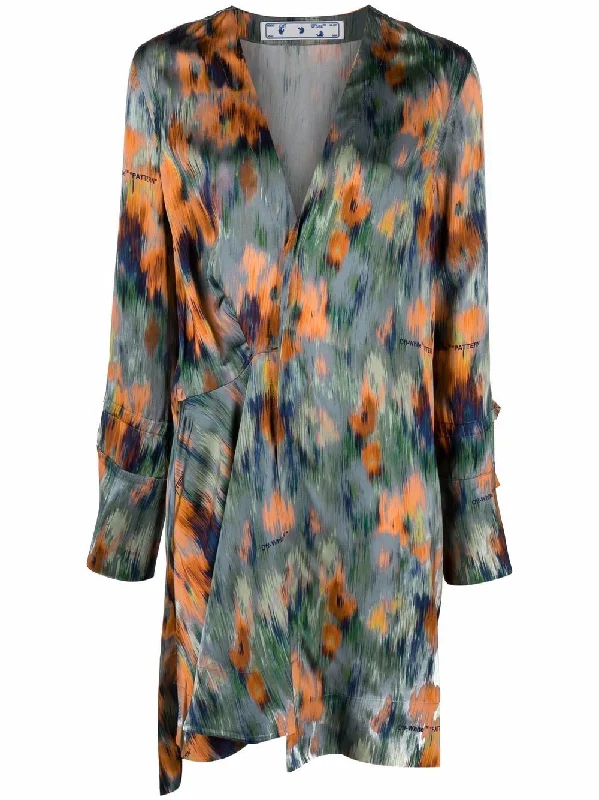 FLUID CHINE ROMANTIC DRESS MULTICOLOR MULTICOLOR