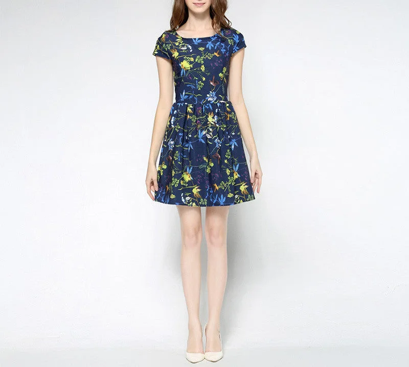 Fashion Women Elegant Summer Floral Dresses Plus size Women Clothing 6xl Short Sleeve Casual Dress