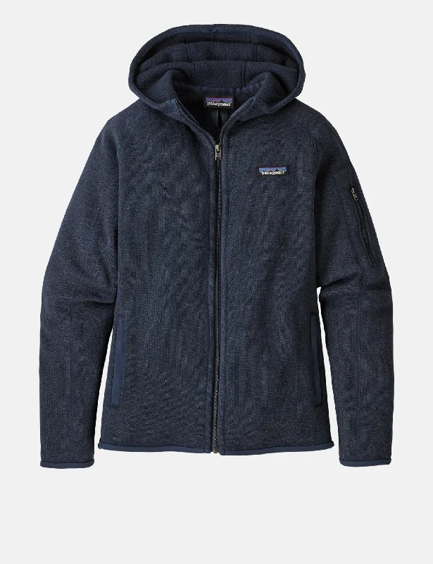 Patagonia Women's Better Sweater Hoody - New Navy Blue Knit Fabric Woven Fabric Fleece Fabric