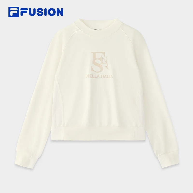 FILA FUSION INLINE FUSIONEER Women Pullover Sweater (White / Light Blue / Ash) Faux Fur Trim FILA FUSION INLINE FUSIONEER Women Pullover Sweater (White / Light Blue / Ash) Faux Fur Trim