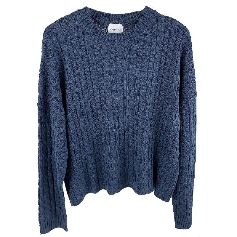 Everything Cable Knit Sweater - Bijou Blue Glossy Satin Silk