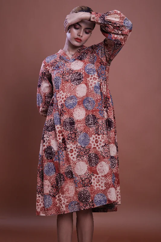 Hand block printed Alizarine timeless dress