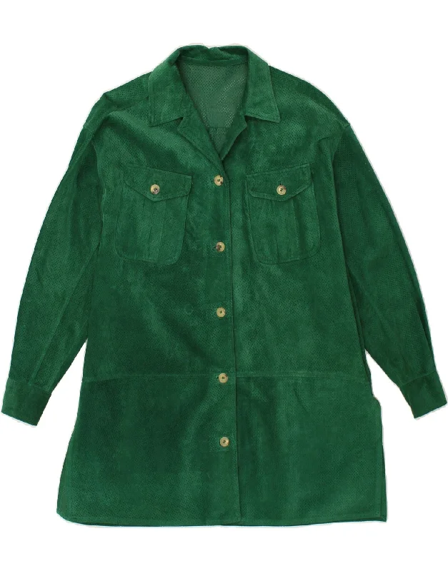 TRUSSARDI Womens Suede Jacket EU 42 Large Green Leather Satin Jacket Silk Jacket Chiffon Jacket TRUSSARDI Womens Suede Jacket EU 42 Large Green Leather Satin Jacket Silk Jacket Chiffon Jacket