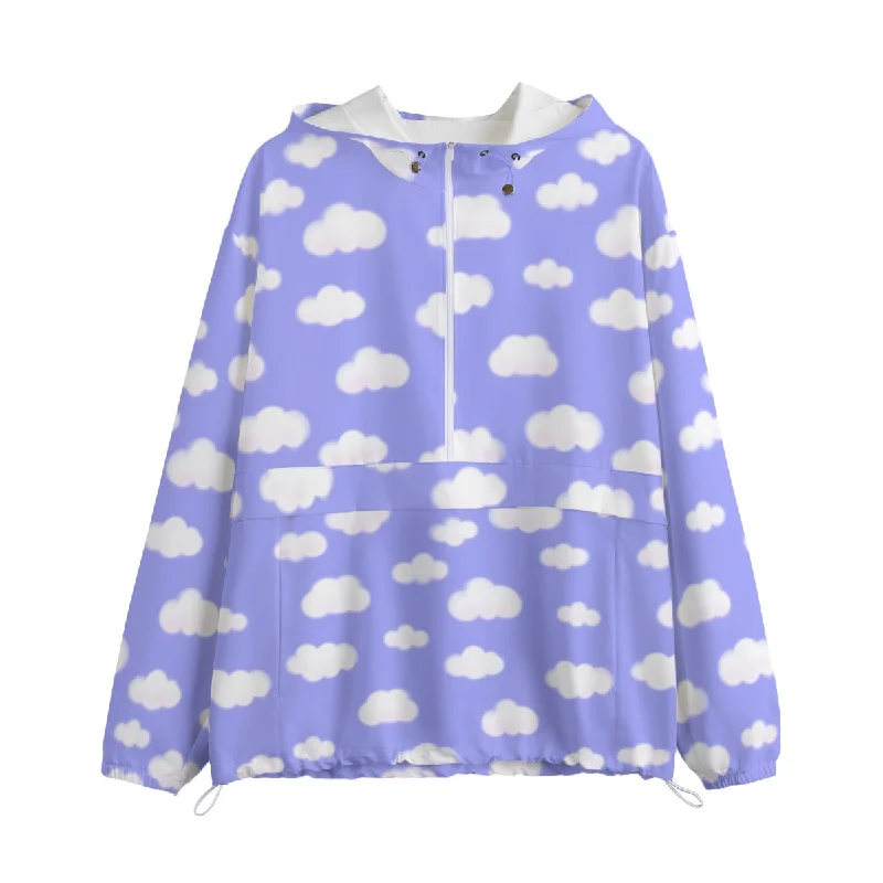 Dreamy Clouds Unisex Half-Zip Anorak Jacket (Periwinkle) Trench Coat Raincoat Waterproof Jacket Dreamy Clouds Unisex Half-Zip Anorak Jacket (Periwinkle) Trench Coat Raincoat Waterproof Jacket